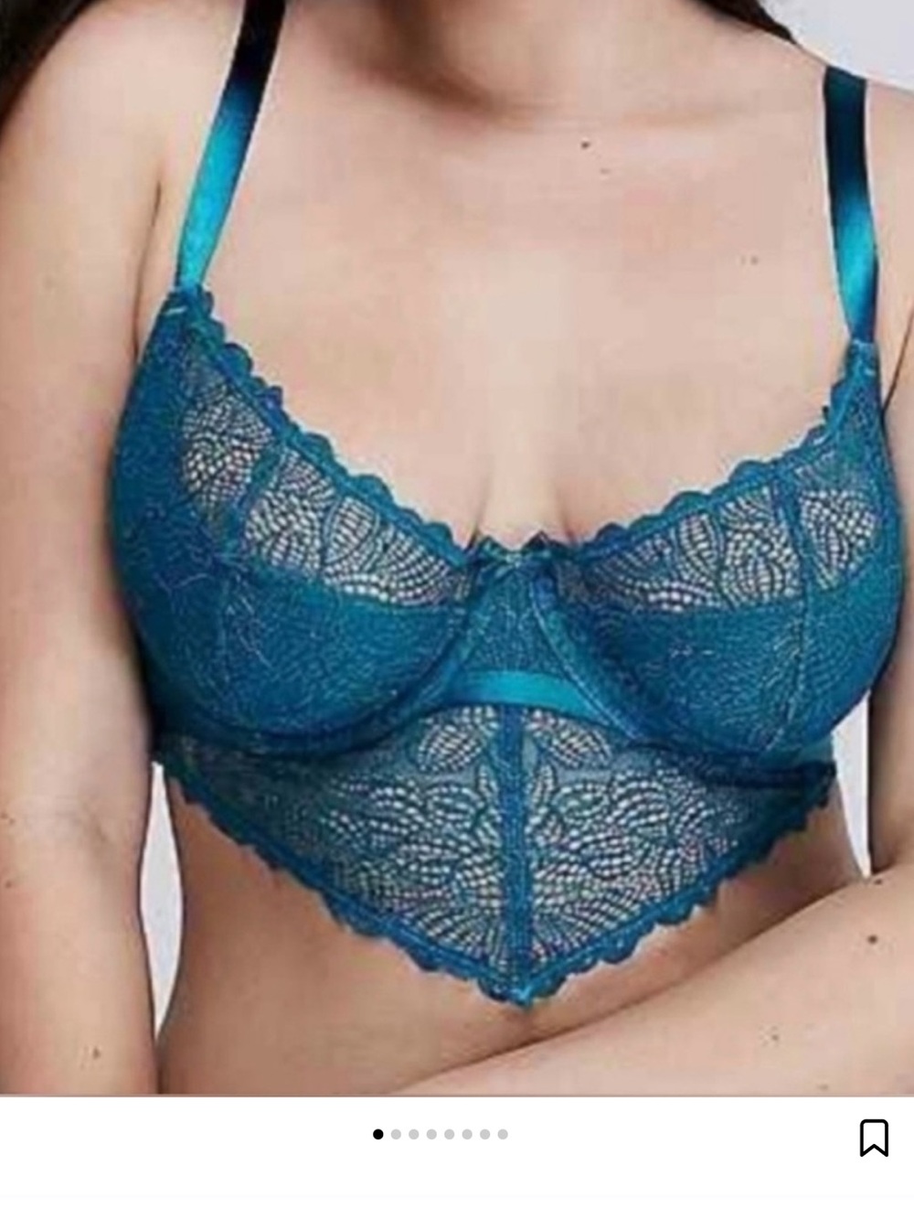 Cacique Women’s Teal Lace Longline Bra - Women Intimates size 38 F